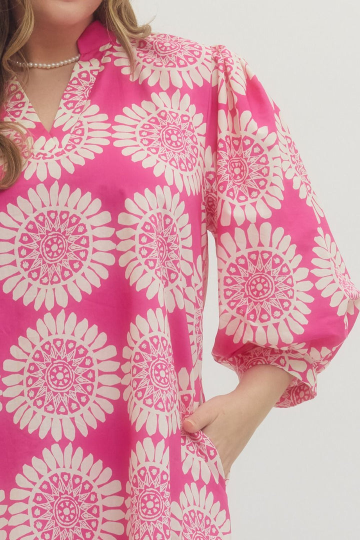 Printed Puff Sleeve Mini Dress