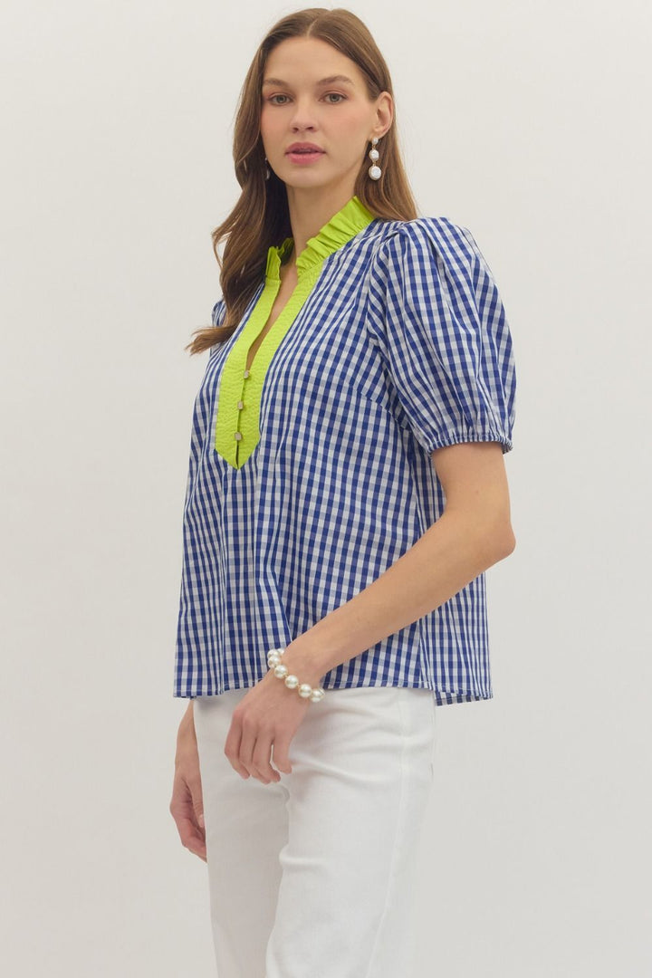 Gingham Short Sleeve Top