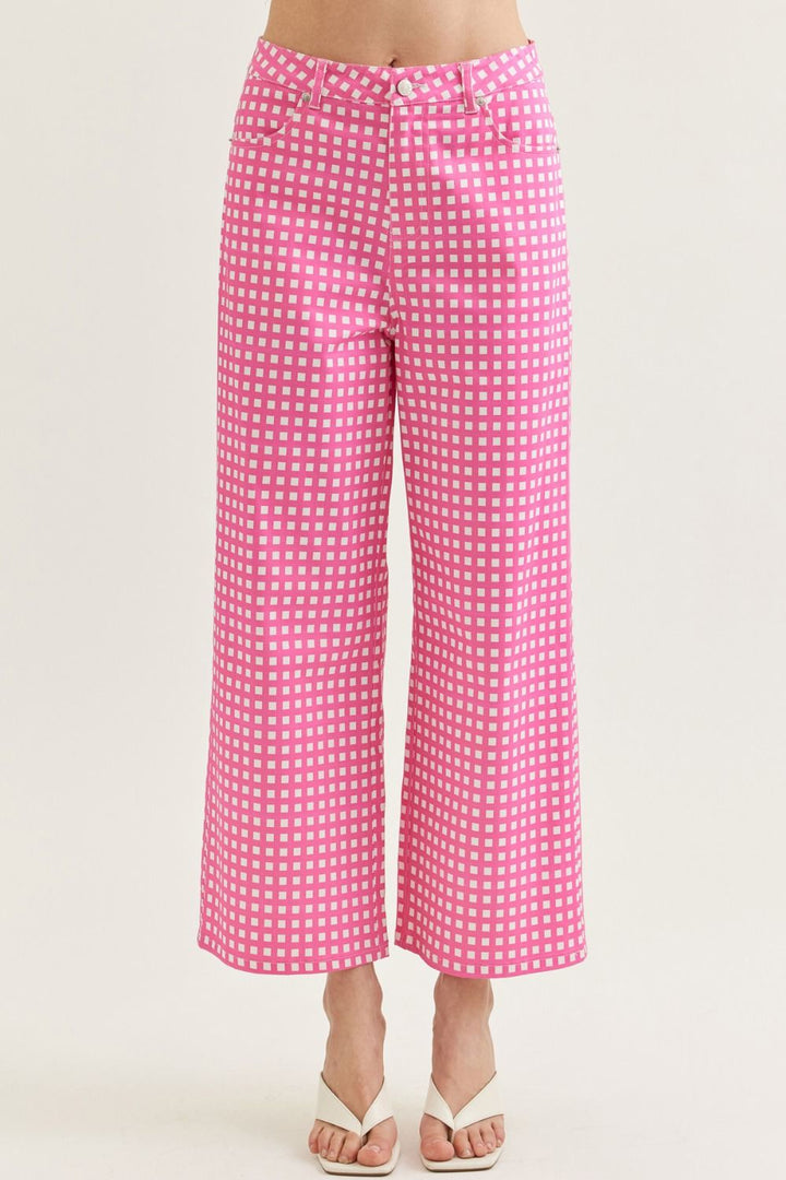 Checkered Wide Leg Pant