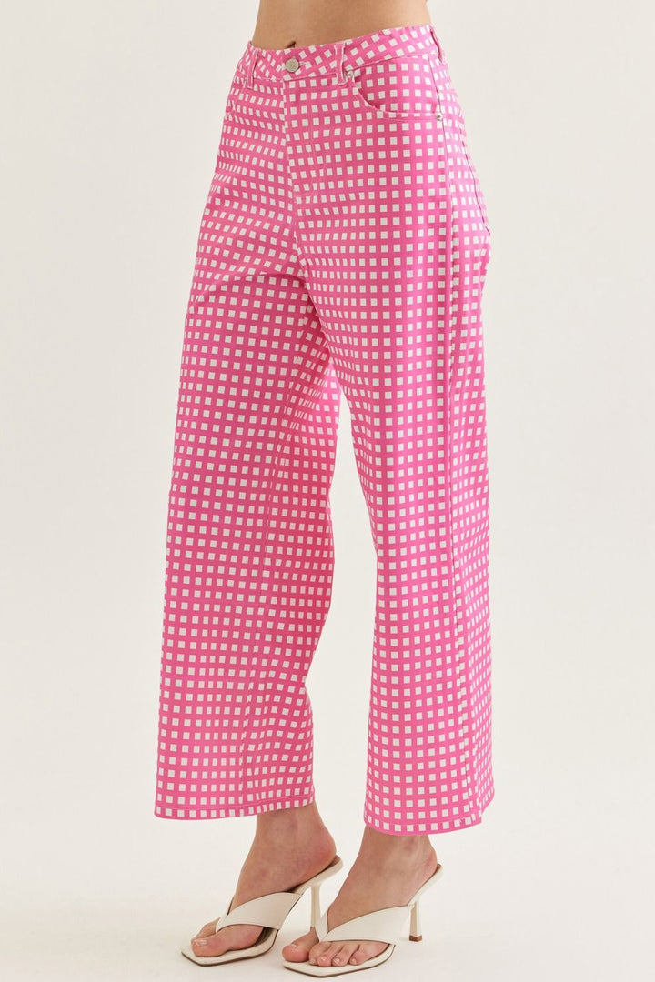 Checkered Wide Leg Pant