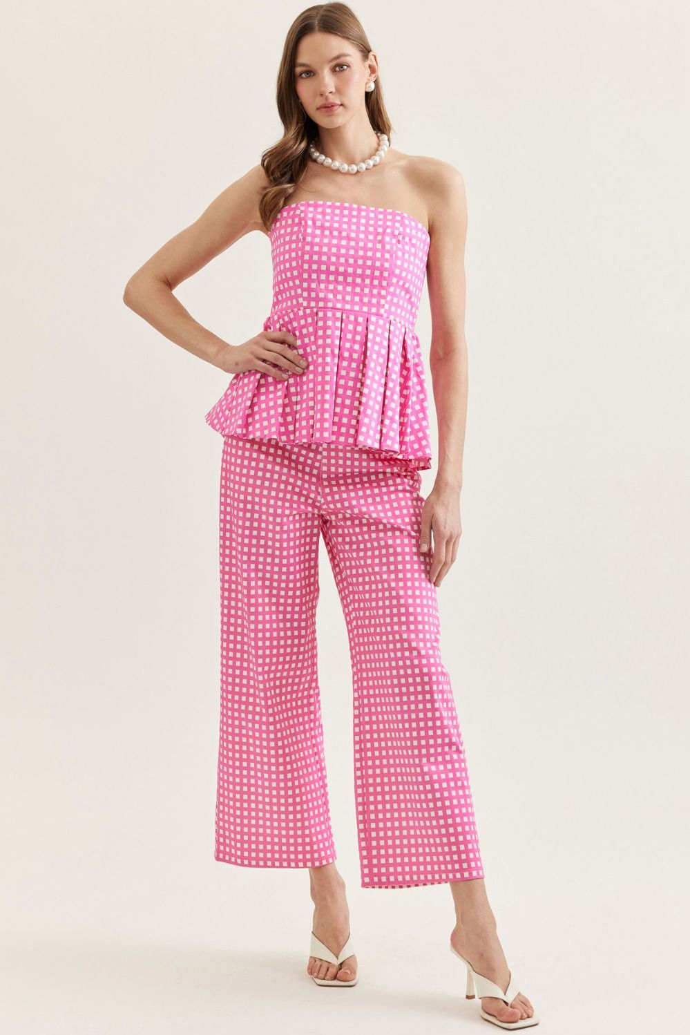 Checkered Wide Leg Pant
