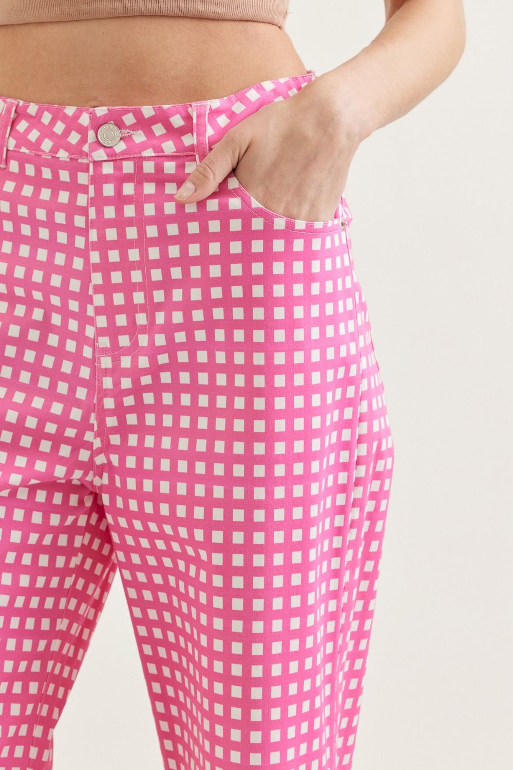 Checkered Wide Leg Pant