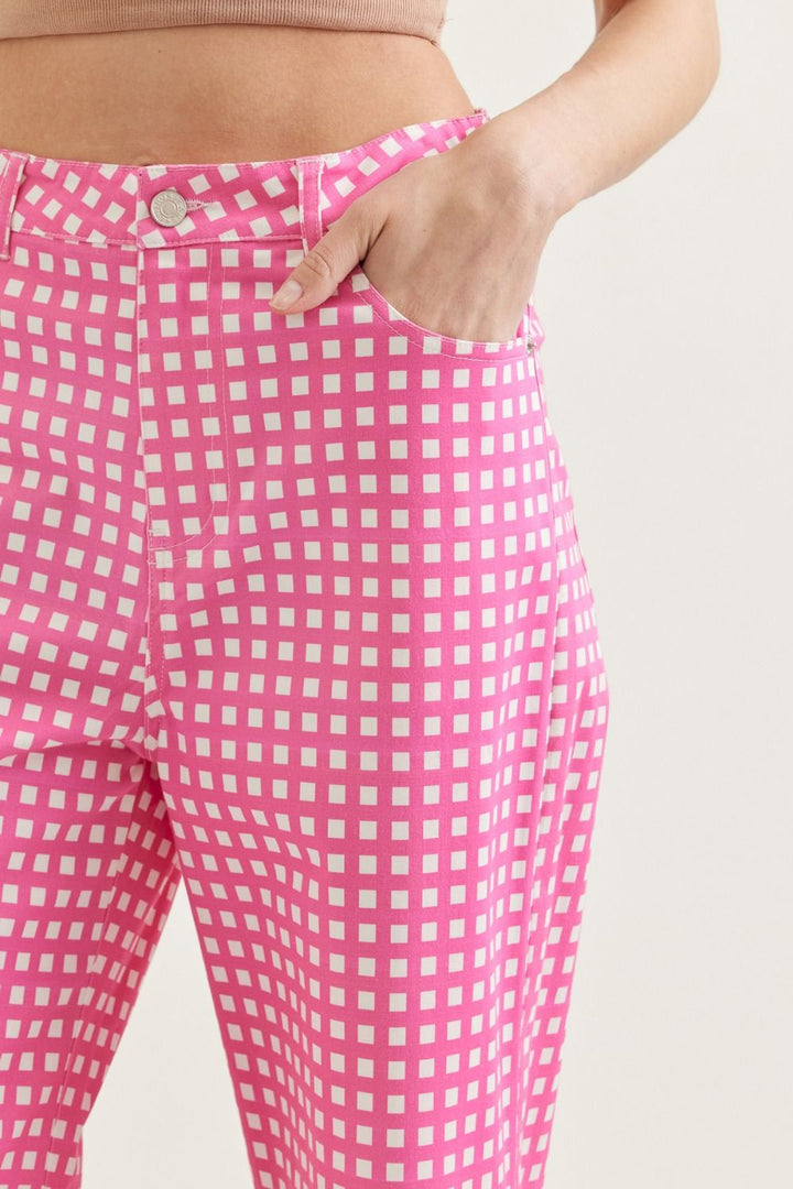 Checkered Wide Leg Pant