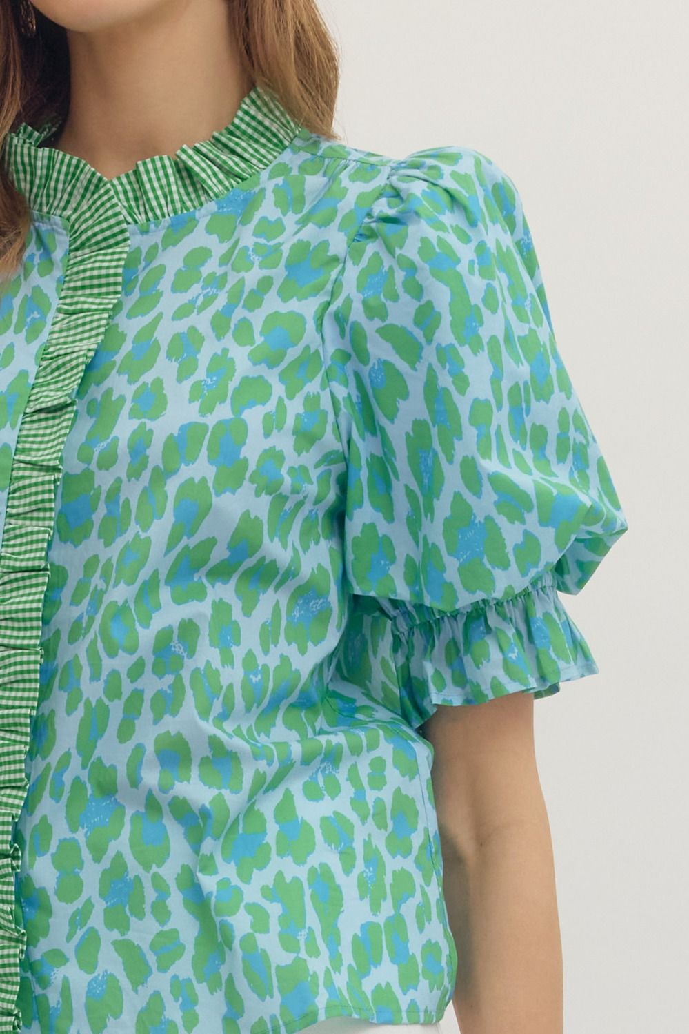 Leopard Print Puff Sleeve Top
