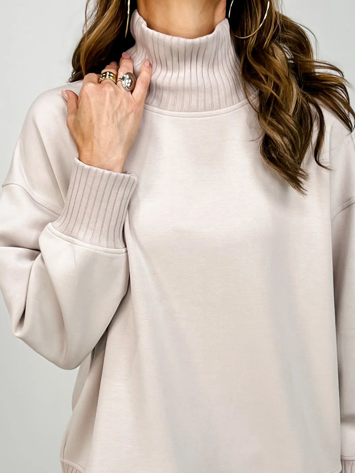 Rib Mock Neck Pullover