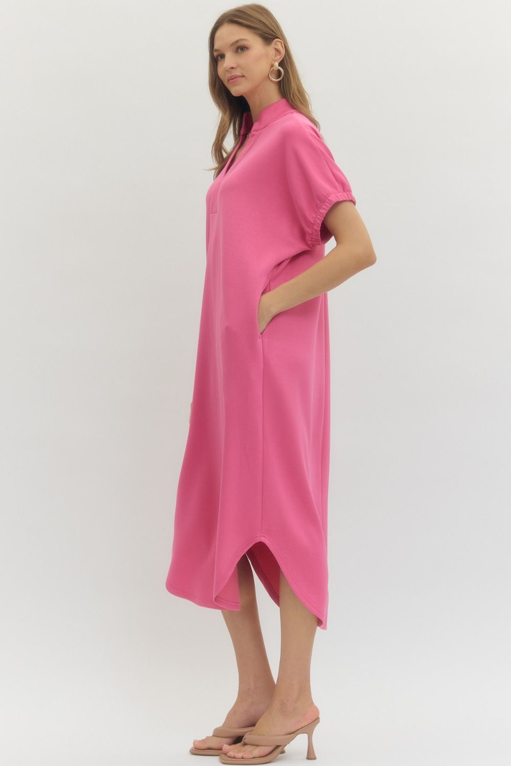 Solid Short Sleeve Dress