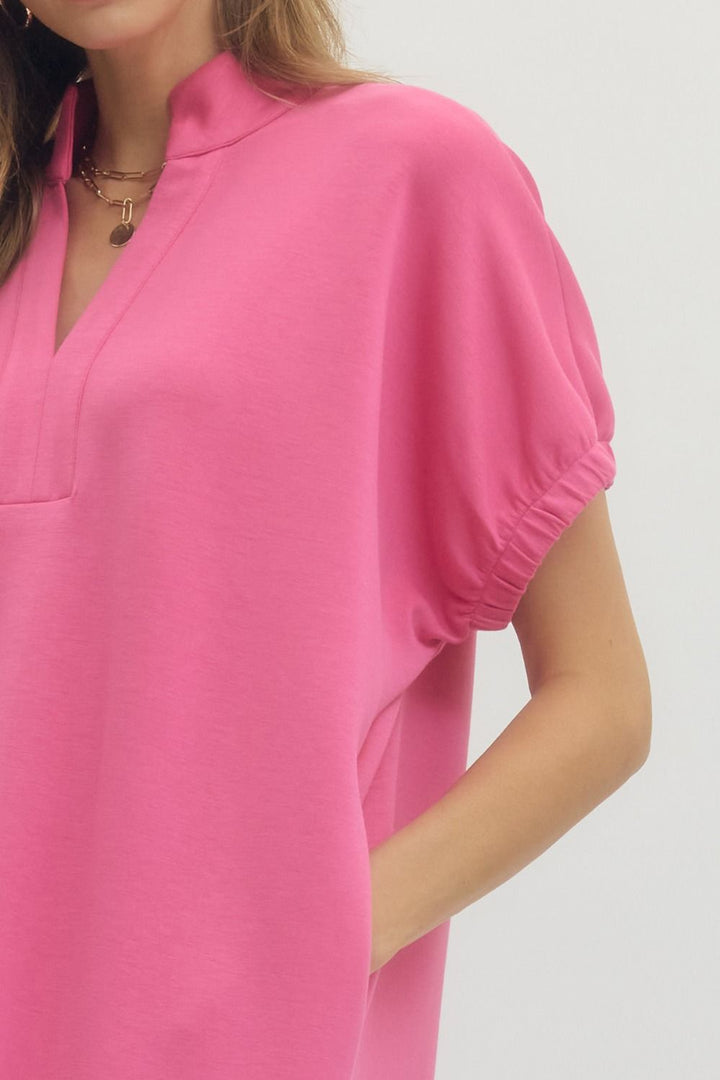 Solid Short Sleeve Dress