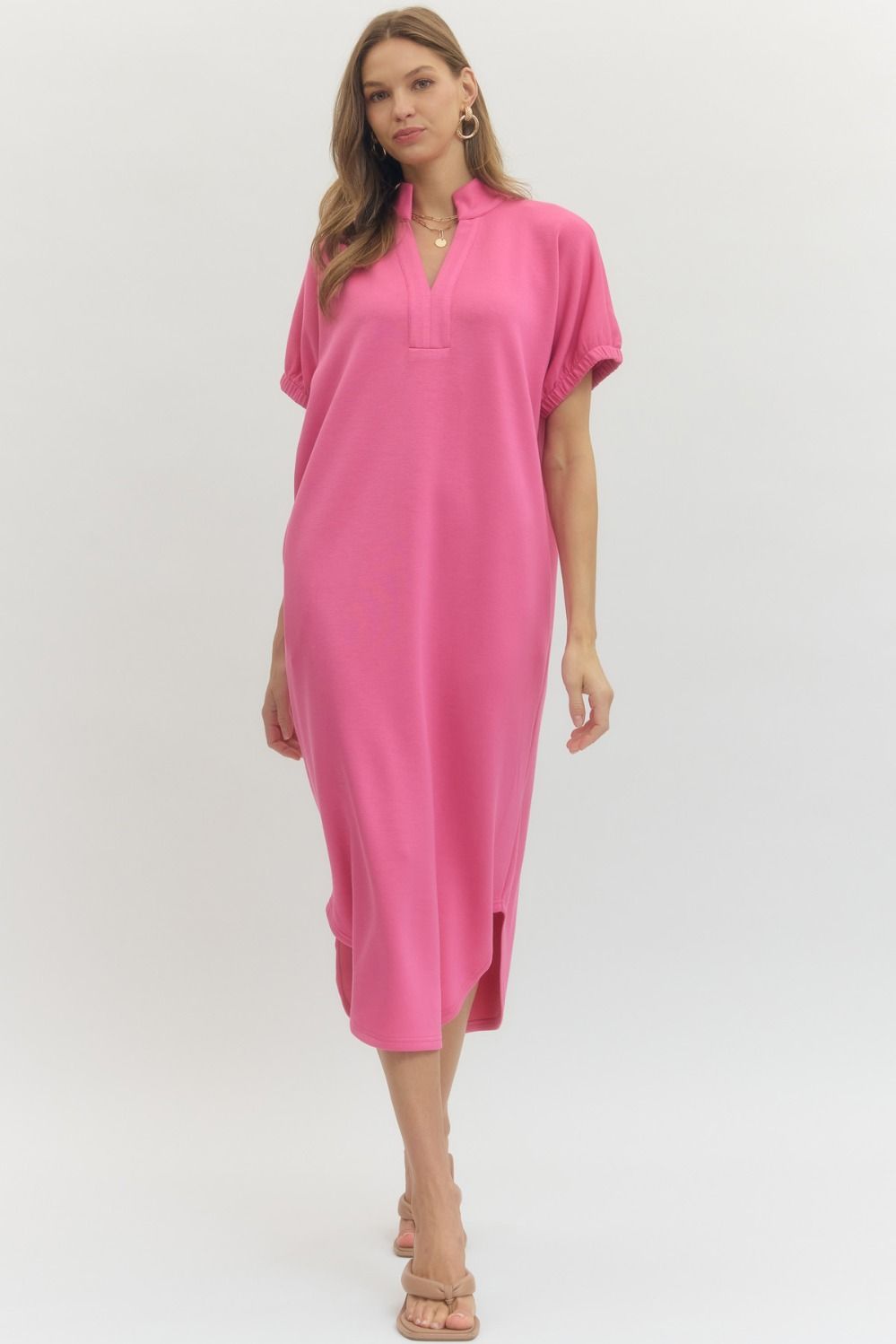 Solid Short Sleeve Dress