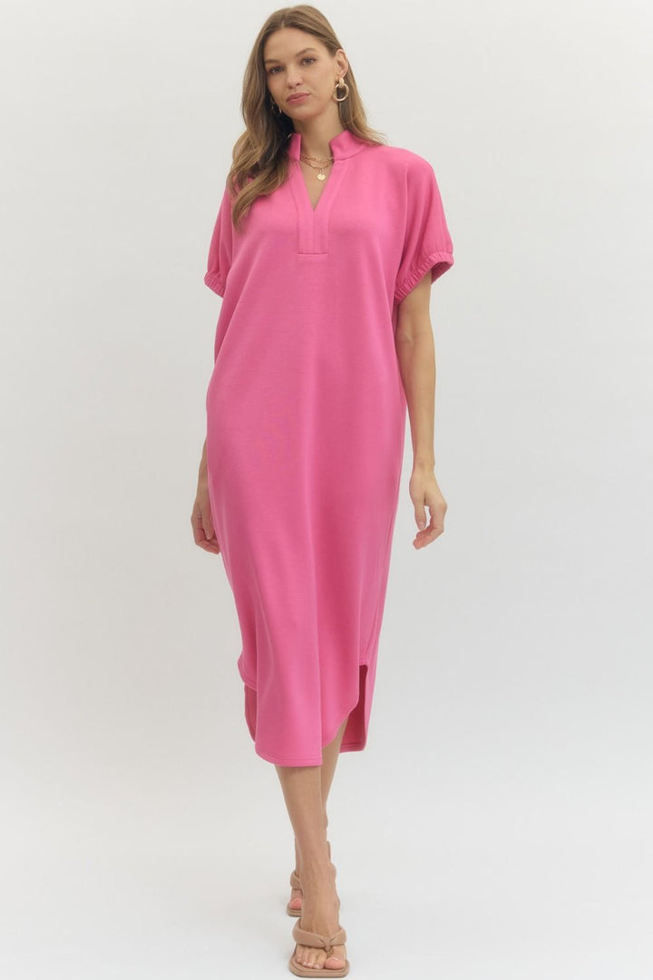 Solid Short Sleeve Dress