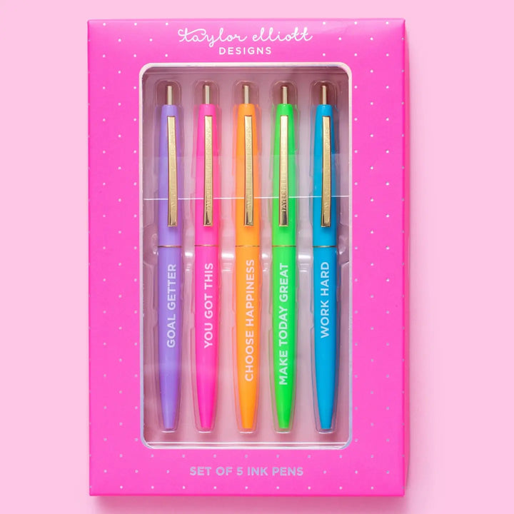 5 Piece Assorted Motivational Pen Set