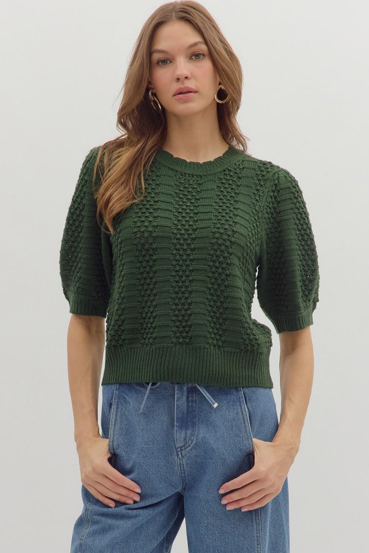 Solid Sweater Knit Pullover Top