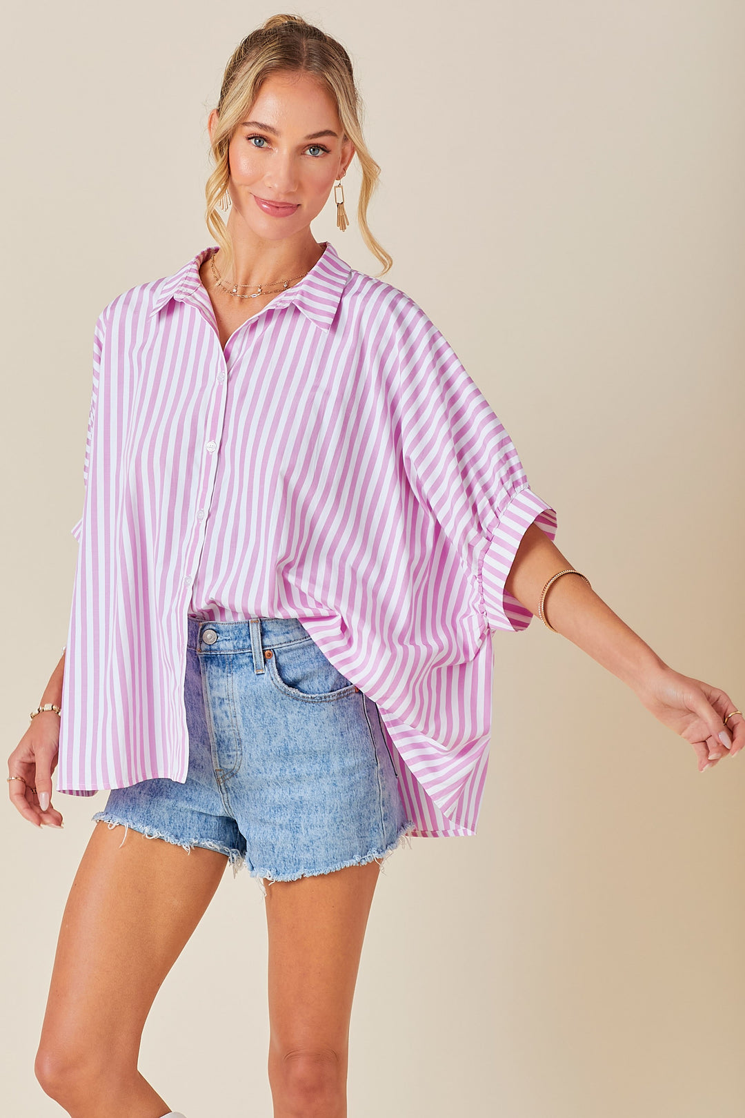 Oversized Striped Button Down