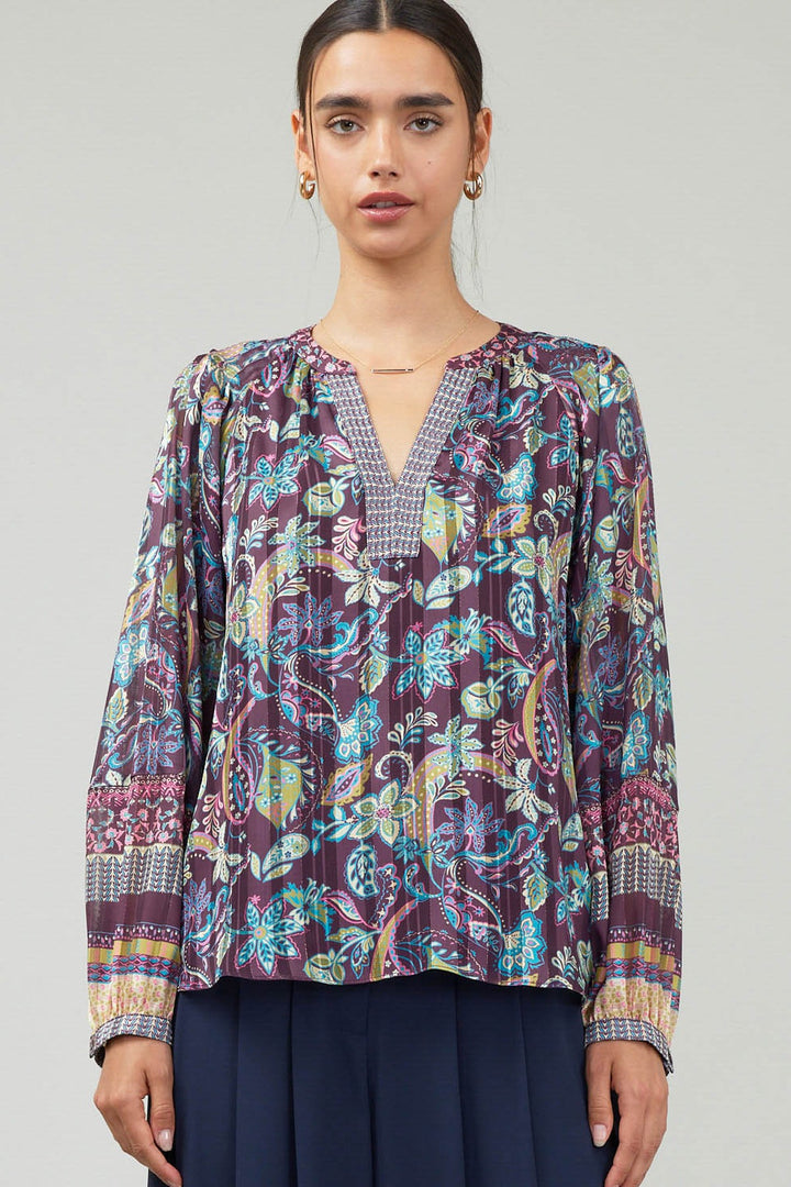 Paisley Mandarin Collar Blouse