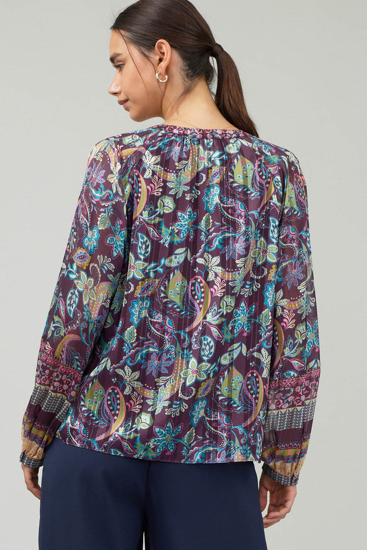 Paisley Mandarin Collar Blouse