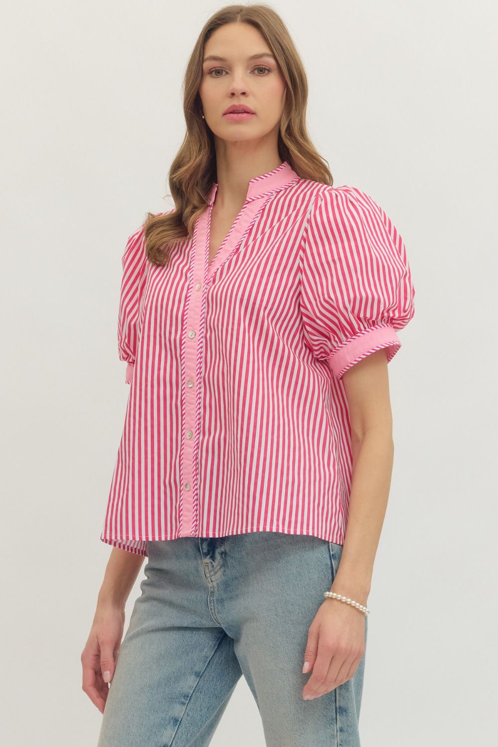 Striped Puff Sleeve Top