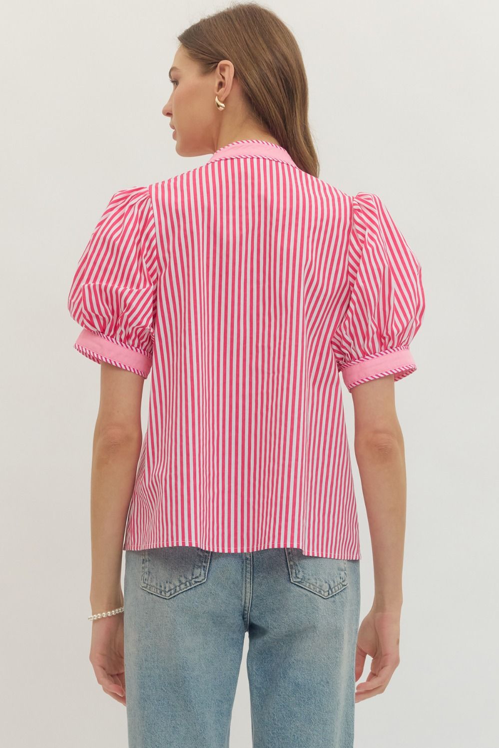 Striped Puff Sleeve Top