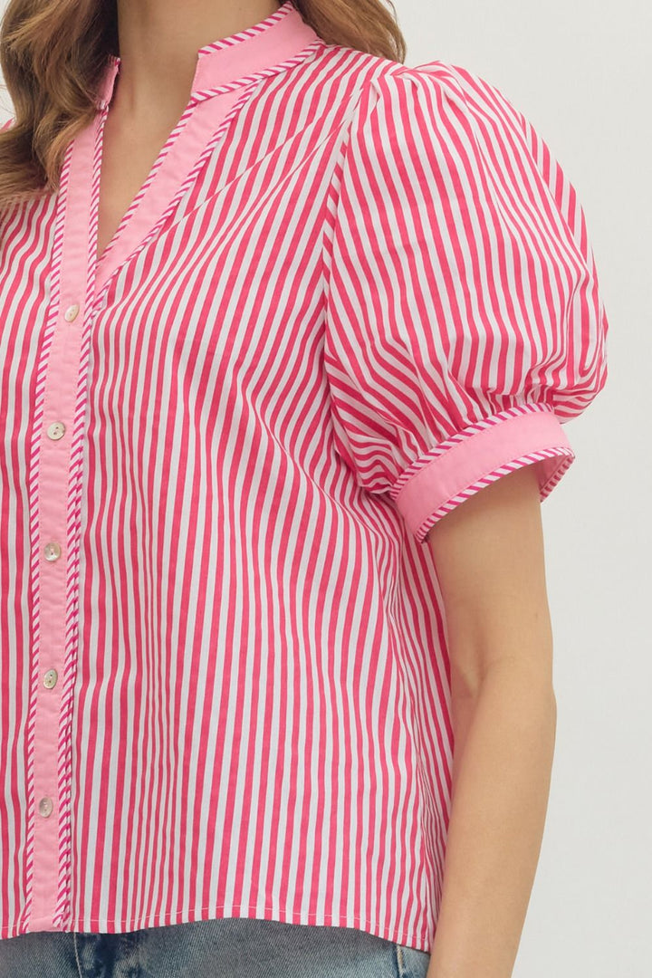 Striped Puff Sleeve Top