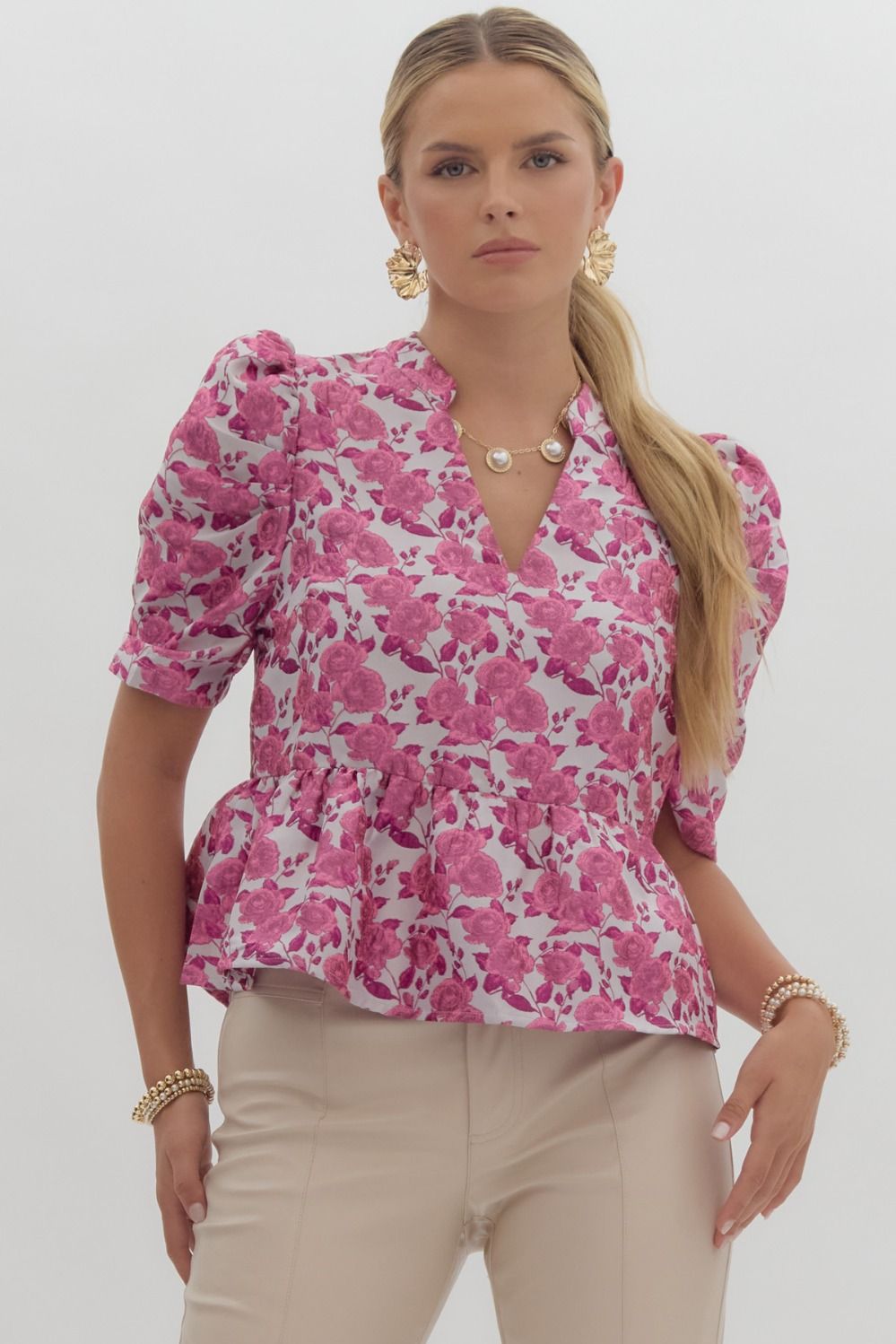 Floral Puff Sleeve Top