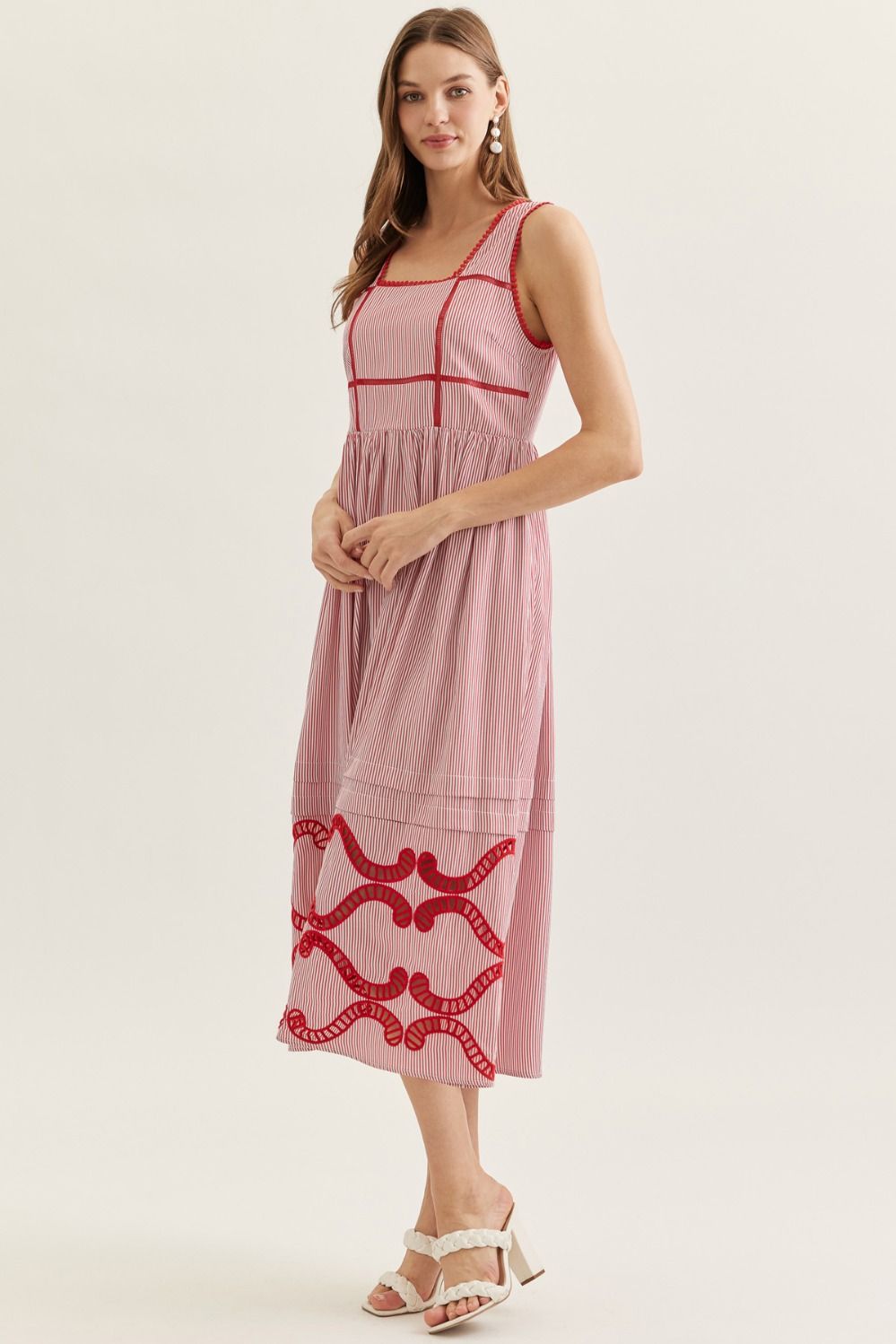 Striped Sleeveless Midi Dress