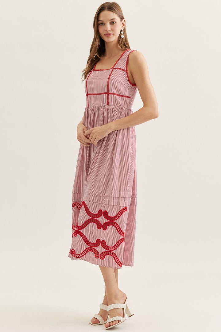 Striped Sleeveless Midi Dress
