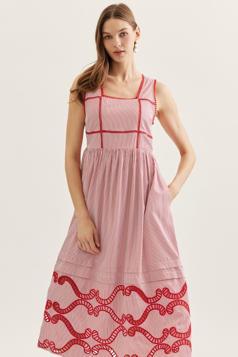 Striped Sleeveless Midi Dress