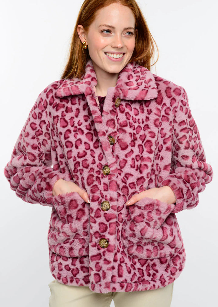 Faux Fur Rosy Leopard Jacket