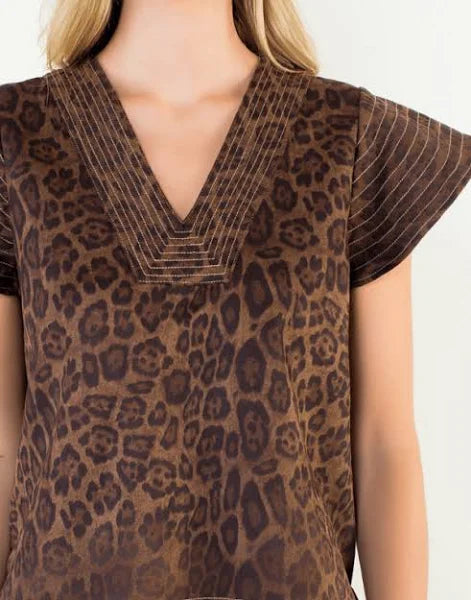 Flutter Sleeve Leopard Print Top