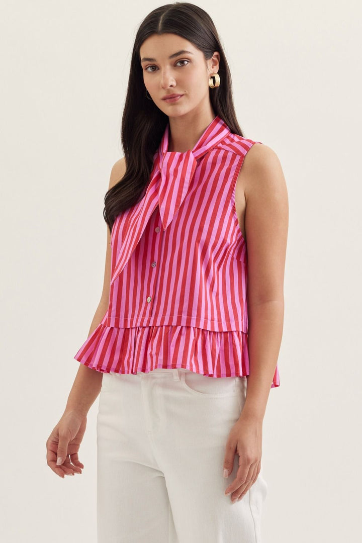 Striped Sleeveless Peplum Top