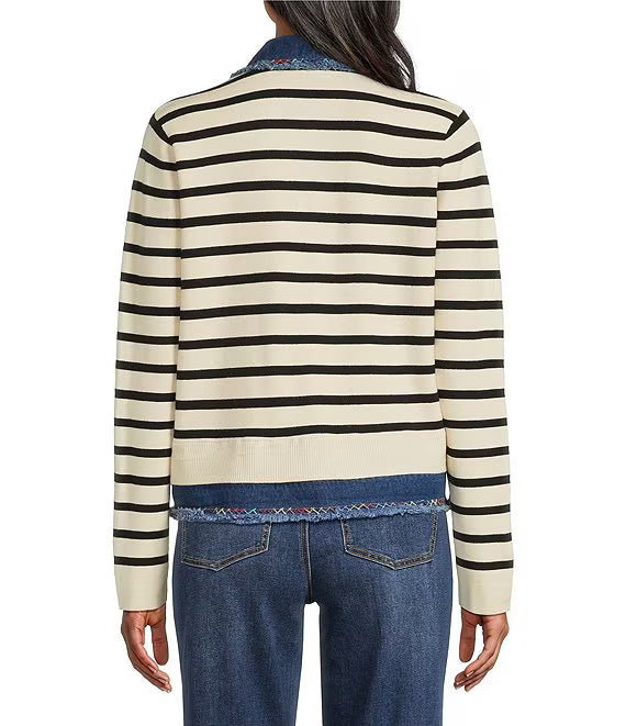Knit Stripe Button Front Jacket