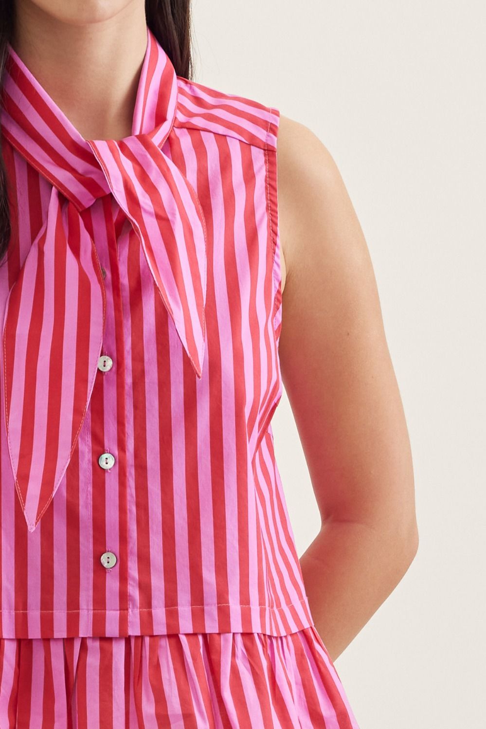 Striped Sleeveless Peplum Top