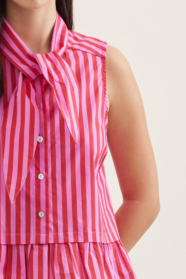 Striped Sleeveless Peplum Top