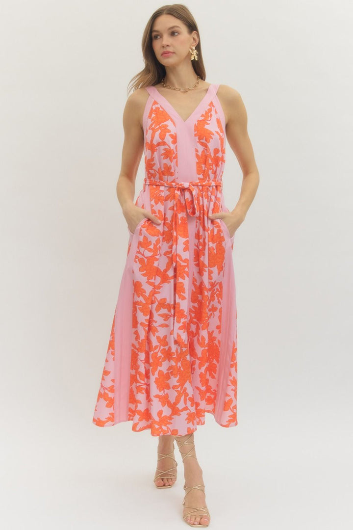 Floral Sleeveless Midi Dress