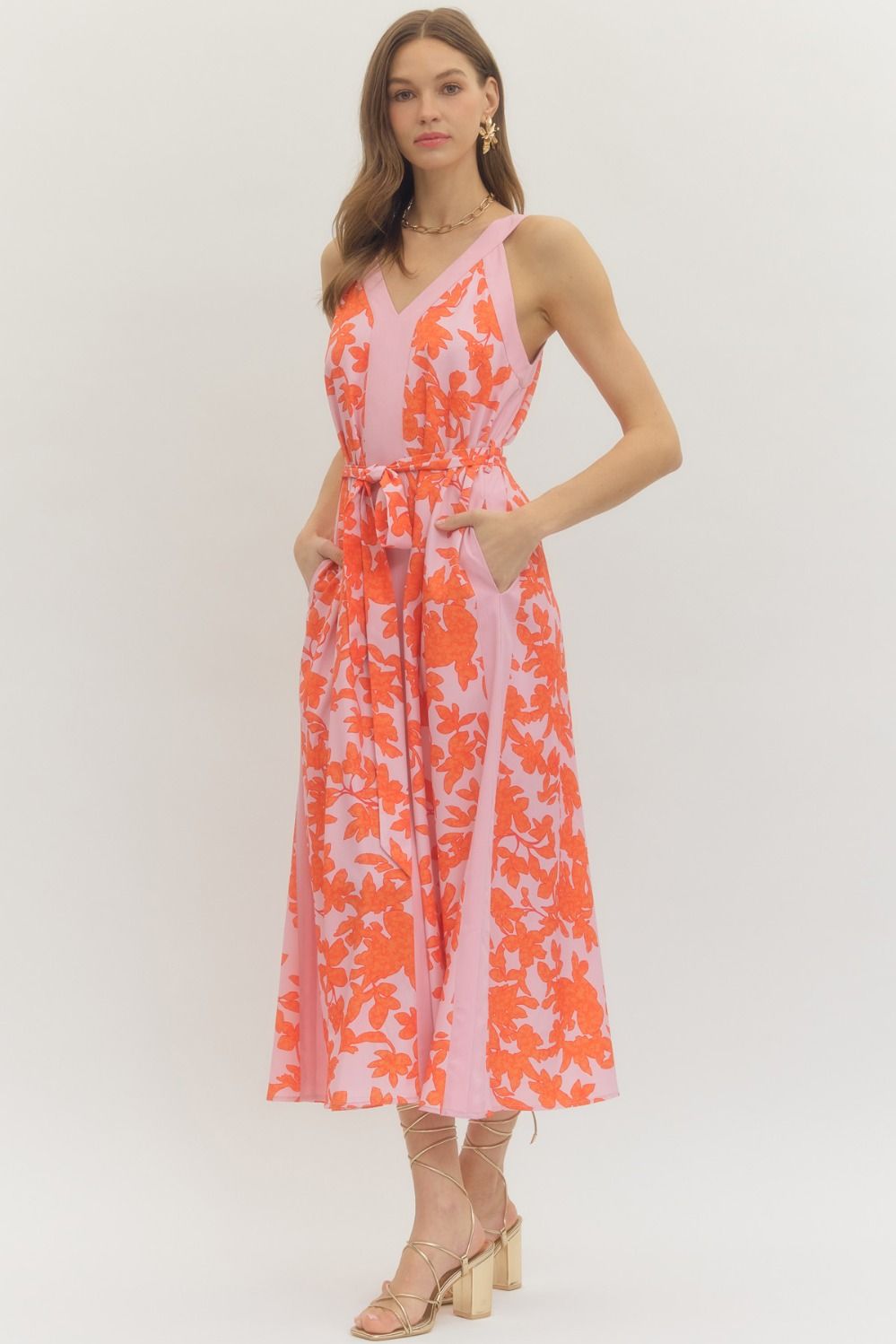 Floral Sleeveless Midi Dress
