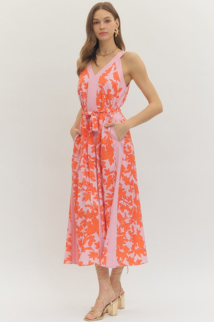 Floral Sleeveless Midi Dress