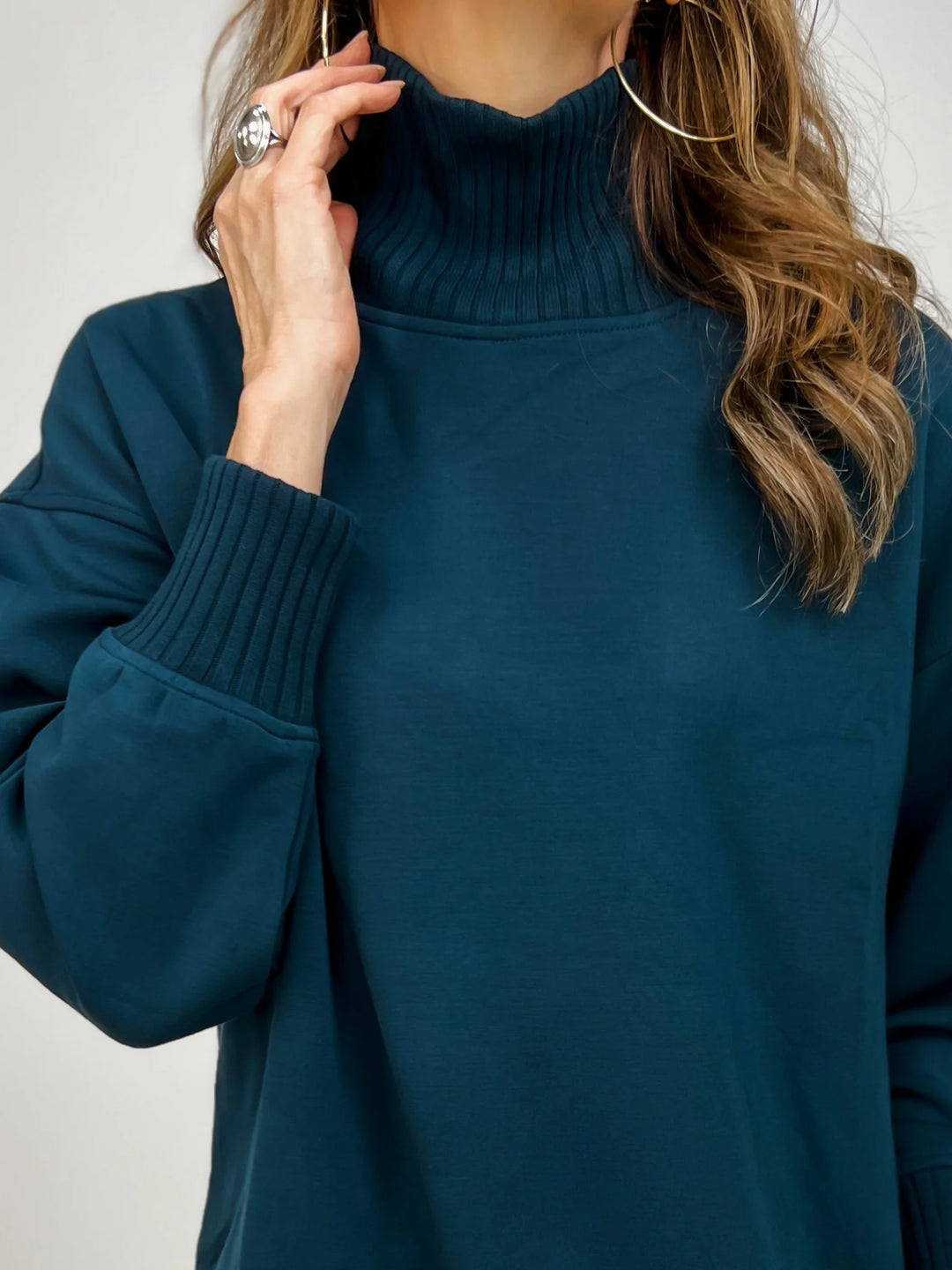 Rib Mock Neck Pullover